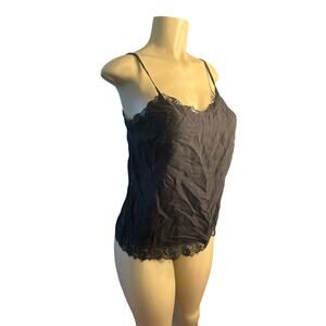 Women S Anthropologie Pure + Good Black Cami Lace Tank Top Cupro Camisole
